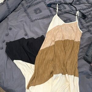 Long multicolored bathing suit cover up.